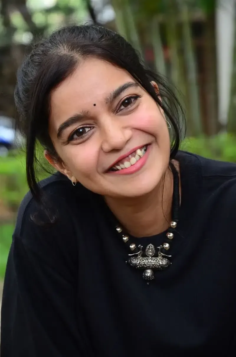 Actress Colors Swathi in Black Dress at Month Of Madhu Movie Press Meet